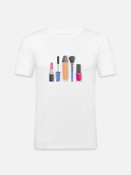Beauty Make-Up - Männer Slim Fit T-Shirt - Weiß