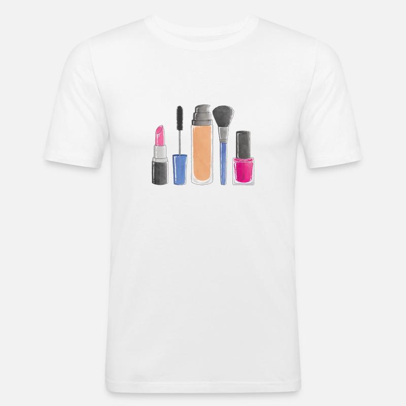 Beauty Make-Up - Männer Slim Fit T-Shirt - Weiß