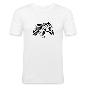 Cheval robuste à crinière étalon équestre - T-shirt près du corps Homme - blanc - Devant - Nik (191cm)