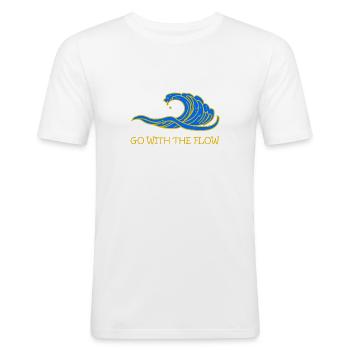 Mit dem Strom schwimmen, auf der Welle sein - Männer Slim Fit T-Shirt - Weiß - Vorne - Nik (191cm)