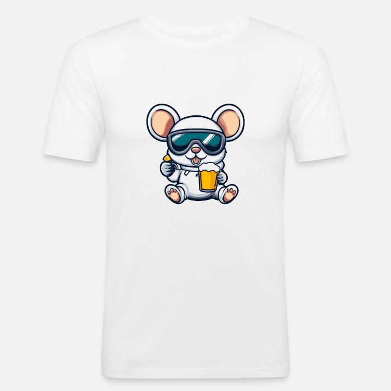Maus Apres Ski Bier Comic - Männer Slim Fit T-Shirt - Weiß