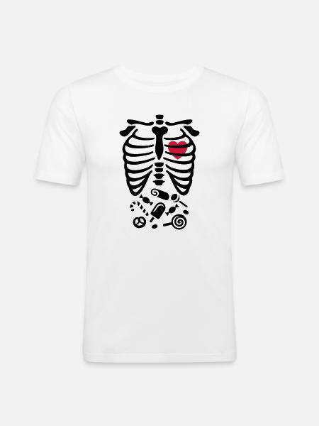 Halloween-Röntgenstrahl-Kostüm Süßigkeiten - Männer Slim Fit T-Shirt - Weiß