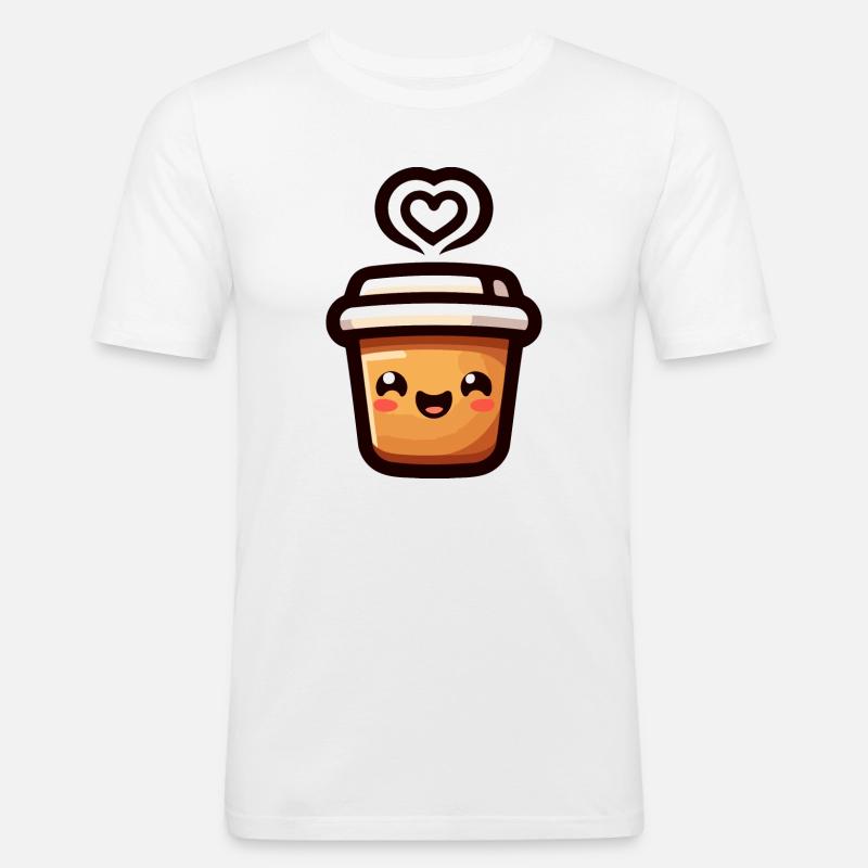 Caffeine Cutie: The Joyful Java - Men's Slim Fit T-Shirt - white