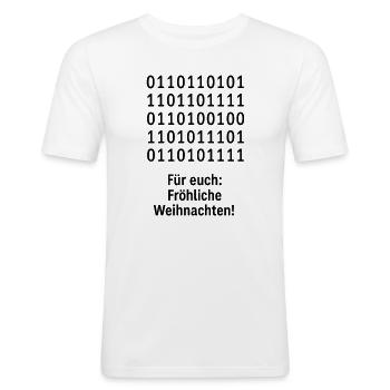 Weihnachtscode Binärmuster - Männer Slim Fit T-Shirt - Weiß - Vorne - Nik (191cm)