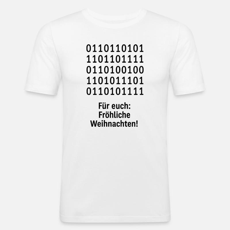 Modèle binaire de code de Noël - T-shirt près du corps Homme - blanc