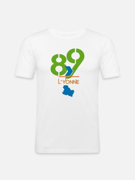 Logo 89 L'Yonne - Männer Slim Fit T-Shirt - Weiß