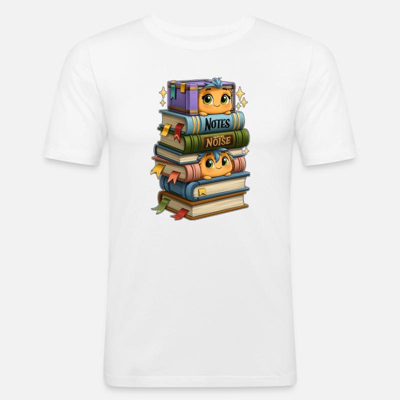 Book Stack with Birds - Men's Slim Fit T-Shirt - white