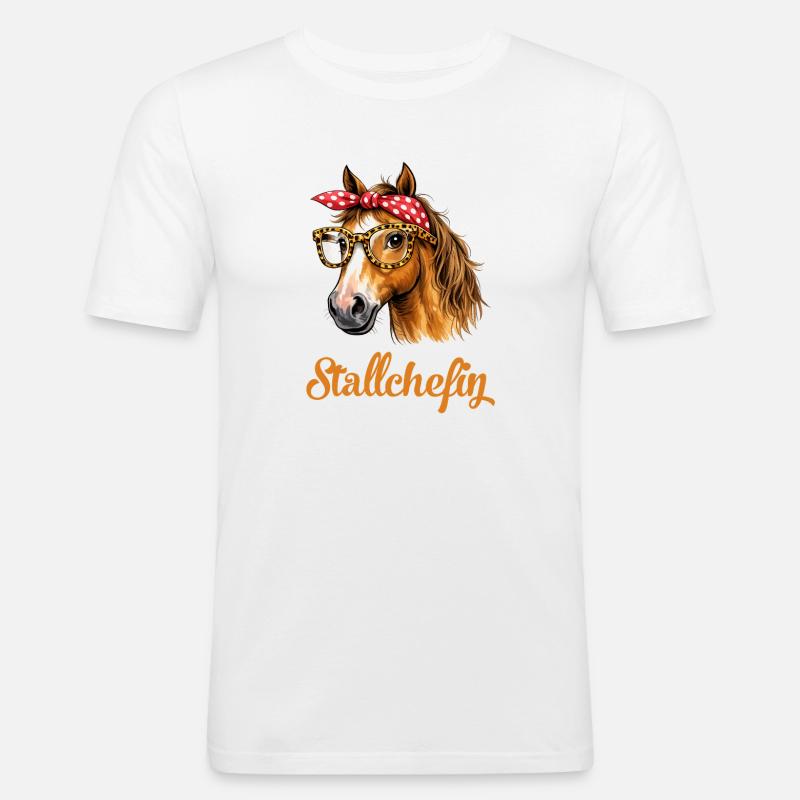 Stallchefin - Männer Slim Fit T-Shirt - Weiß