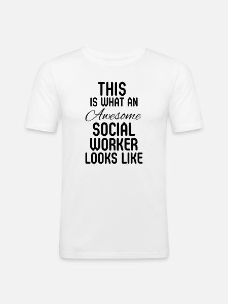 Socialrådgiver Pensionistfællesskabs Sagsbehandler Gave - Herre Slim Fit T-Shirt - hvid