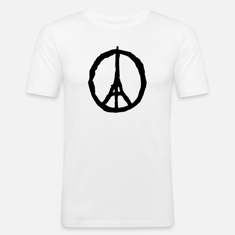 peace paris - Männer Slim Fit T-Shirt - Weiß