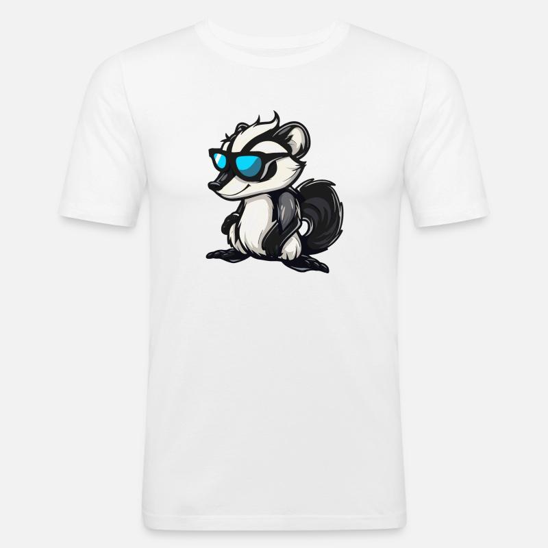 Stinktier Comic Cool - Männer Slim Fit T-Shirt - Weiß