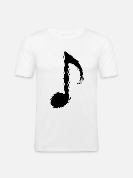 Musik Note Schwarz Musiknote - Männer Slim Fit T-Shirt - Weiß