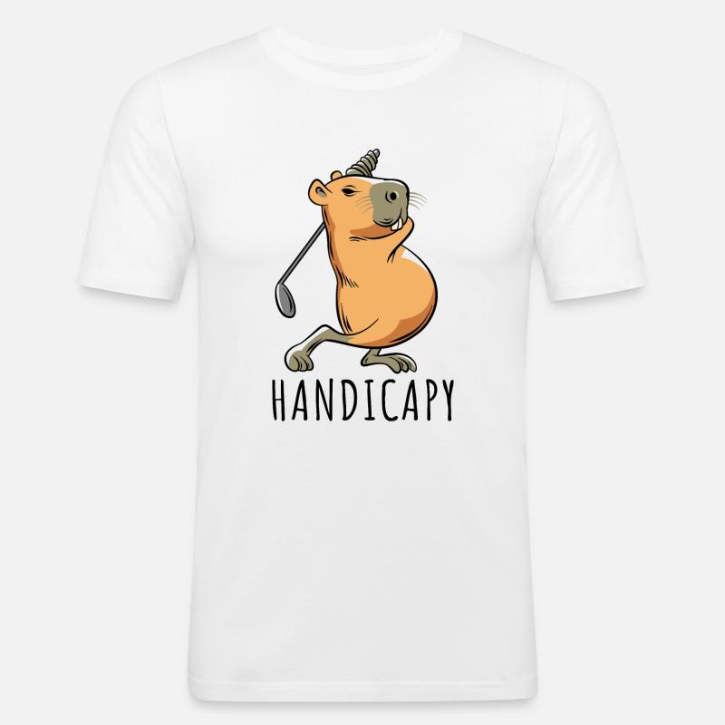 Capybara Golf Handicap - Handicapy - Männer Slim Fit T-Shirt - Weiß