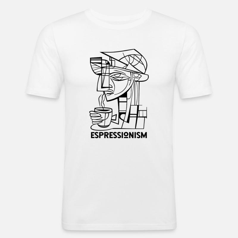 Espressionism - Espresso - Kaffee trinken - Männer Slim Fit T-Shirt - Weiß