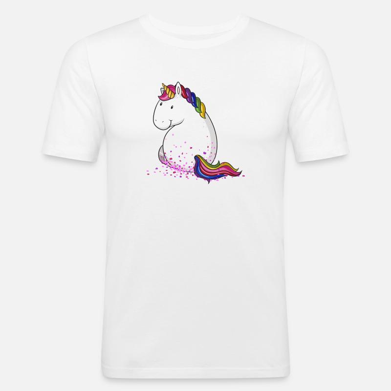 Konfetti Einhorn Comic - Männer Slim Fit T-Shirt - Weiß