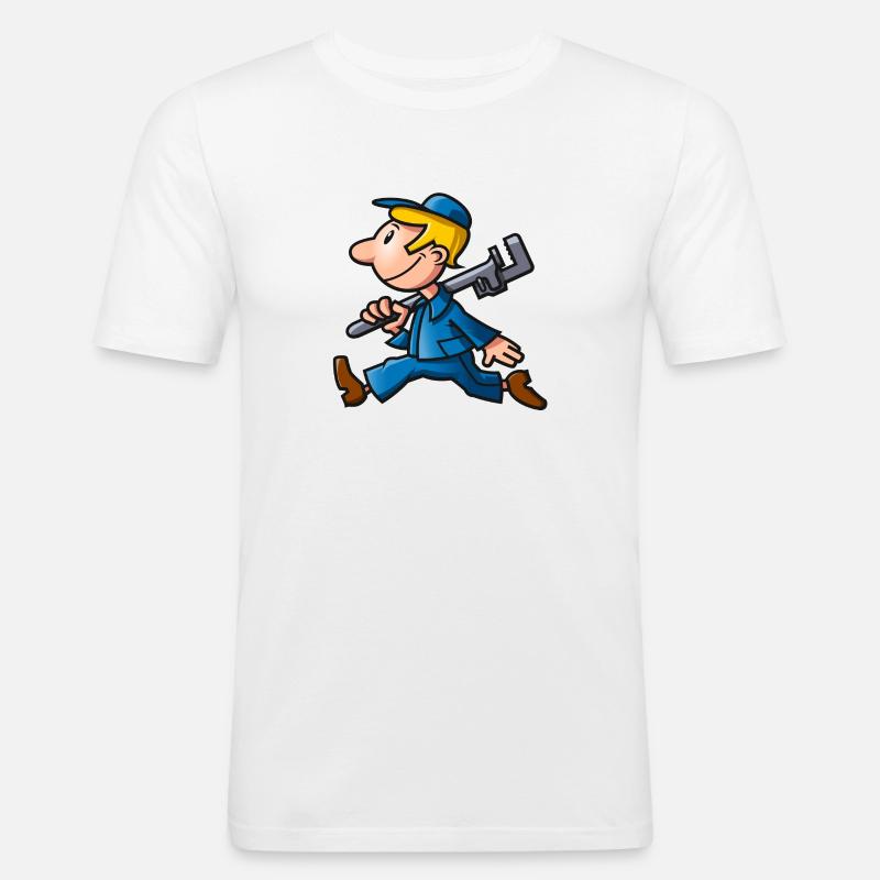 vl083c_worker_4c - Männer Slim Fit T-Shirt - Weiß