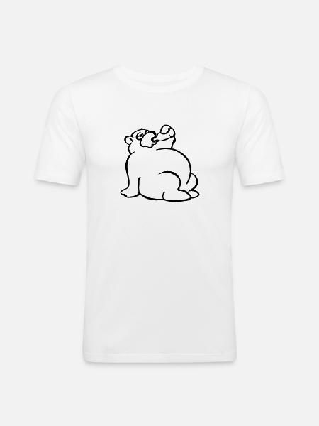 Saufbär - Männer Slim Fit T-Shirt - Weiß