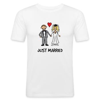 just married - T-shirt près du corps Homme - blanc - Devant - Nik (191cm)