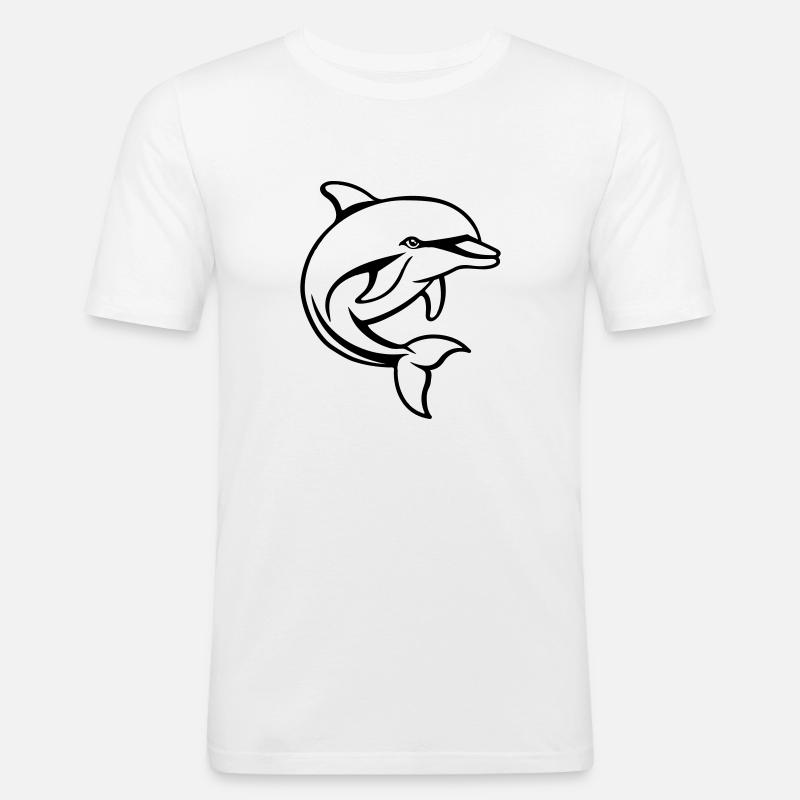 delfin comic - Männer Slim Fit T-Shirt - Weiß