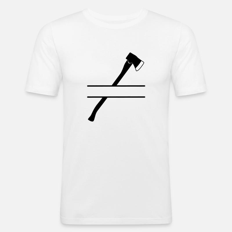 Holzfäller-Axt-Banner - Männer Slim Fit T-Shirt - Weiß