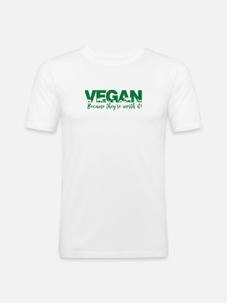 Vegan because they're worth it - Men's Slim Fit T-Shirt - white