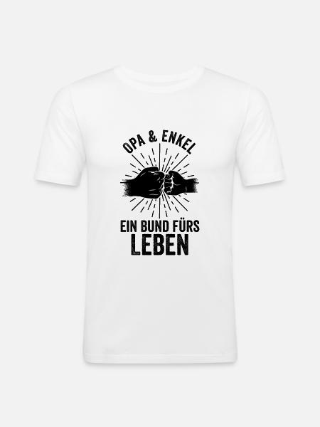 Großvater Enkel Opa - Männer Slim Fit T-Shirt - Weiß
