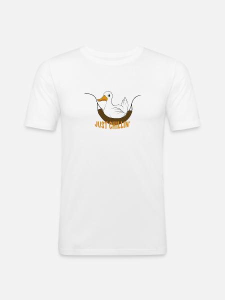 Funny duck saying Just chilling - Men's Slim Fit T-Shirt - white