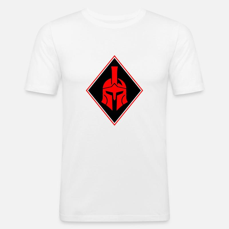 Spartaner Helm Logo Gladiator - Männer Slim Fit T-Shirt - Weiß