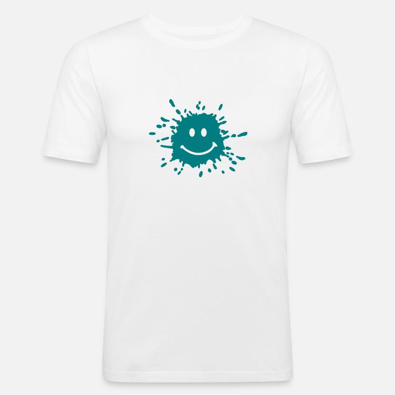 Smiley Gesicht - Männer Slim Fit T-Shirt - Weiß