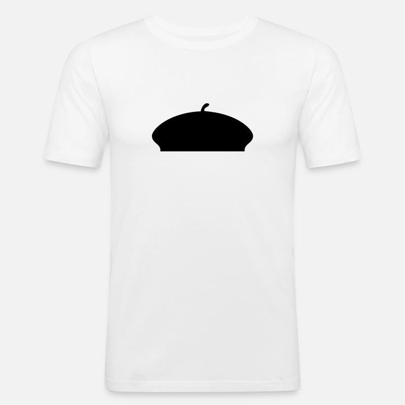 Französisch-Barett-Hut - Männer Slim Fit T-Shirt - Weiß