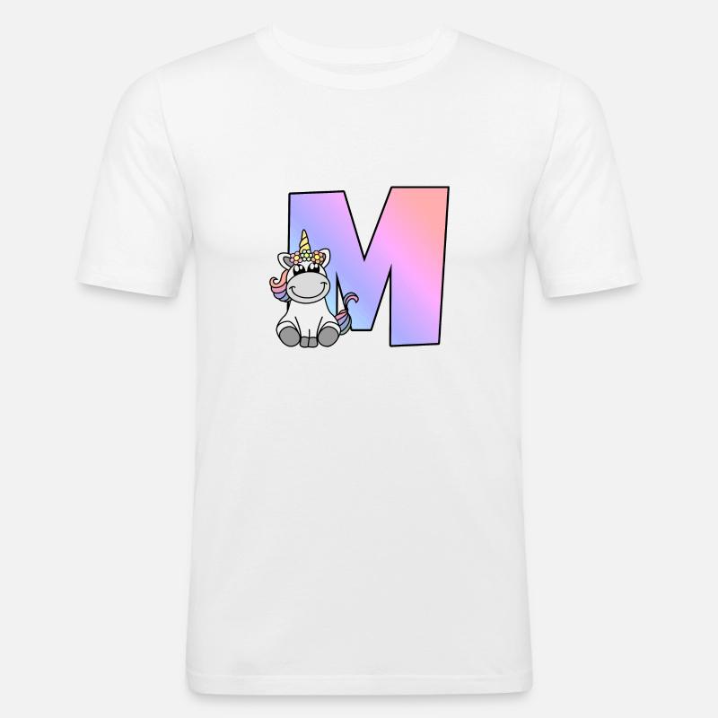 Einhorn Buchstabe M - Männer Slim Fit T-Shirt - Weiß