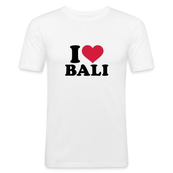 I love Bali - T-shirt près du corps Homme - blanc - Devant - Nik (191cm)