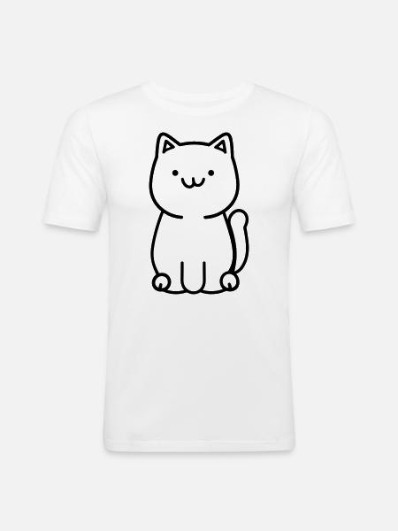 Katze - Männer Slim Fit T-Shirt - Weiß