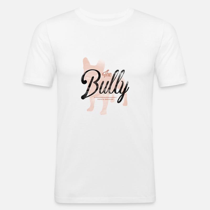 Bully mit Schriftzug - Männer Slim Fit T-Shirt - Weiß