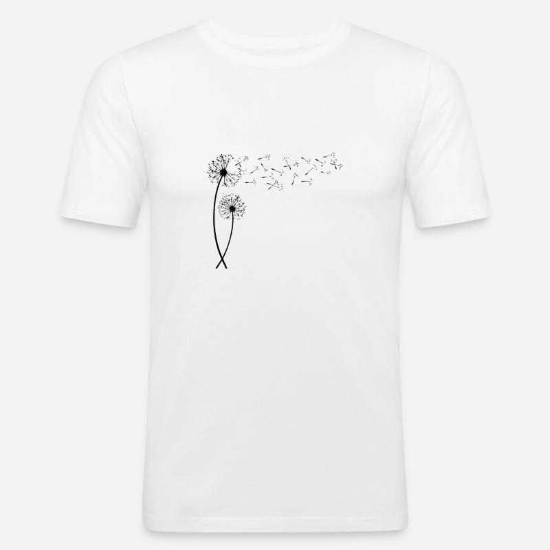Pusteblume mit fliegenden Samen. Geschenk - Männer Slim Fit T-Shirt - Weiß