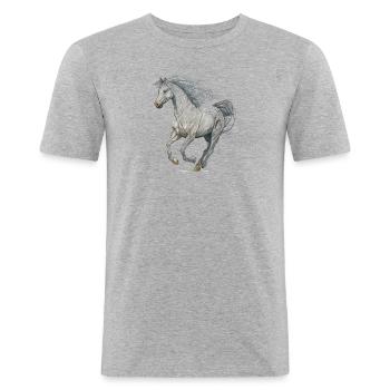 Wild horse - Men's Slim Fit T-Shirt - heather grey - Front - Nik (191cm)