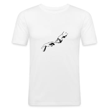 Sabot de cheval Main Amateurs de chevaux Cadeaux Équitation - T-shirt près du corps Homme - blanc - Devant - Nik (191cm)