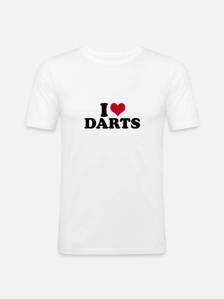 I Love Darts Dart Darten - Männer Slim Fit T-Shirt - Weiß