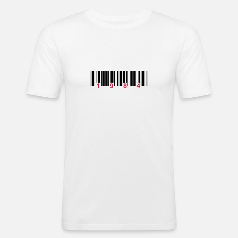 barcode 1984 - Männer Slim Fit T-Shirt - Weiß