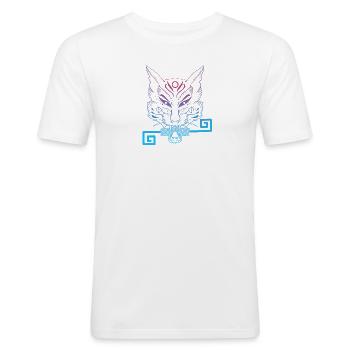 Kitsune fox mask - Men's Slim Fit T-Shirt - white - Front - Nik (191cm)