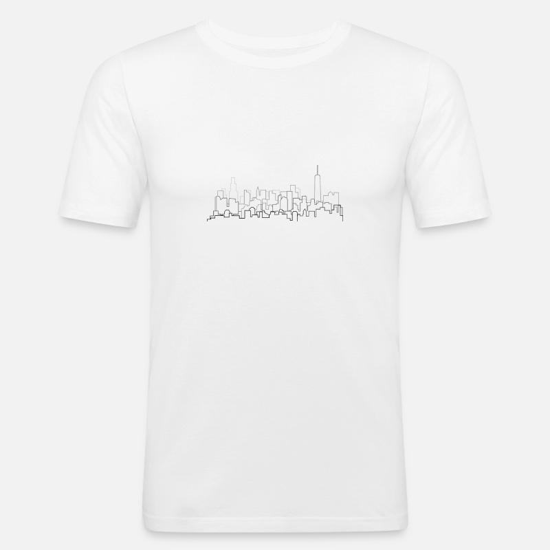 fiktive skyline - Männer Slim Fit T-Shirt - Weiß