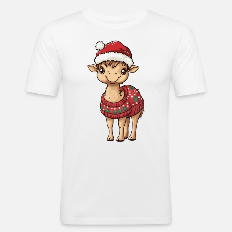 Kamel Weihnachten Comic - Männer Slim Fit T-Shirt - Weiß