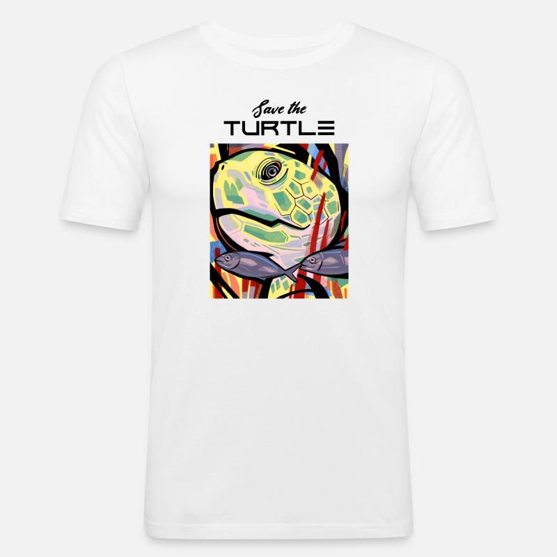 Turtle art work design - Männer Slim Fit T-Shirt - Weiß