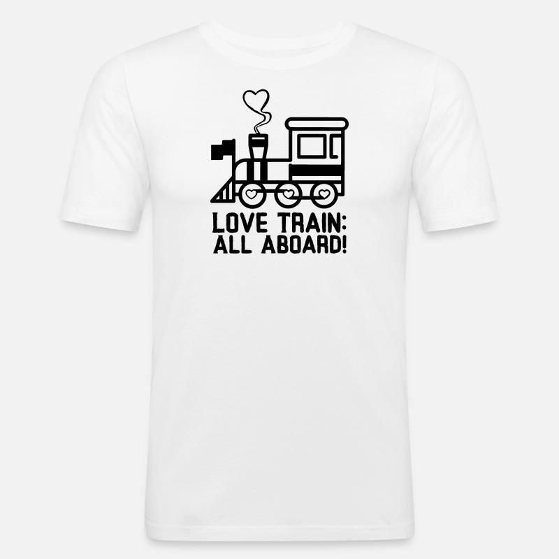 Love Train: Alle einsteigen! - Männer Slim Fit T-Shirt - Weiß