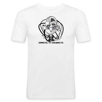 Connected, Yet Disconnected - Men's Slim Fit T-Shirt - white - Front - Nik (191cm)