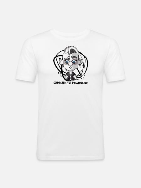 Connected, Yet Disconnected - Men's Slim Fit T-Shirt - white