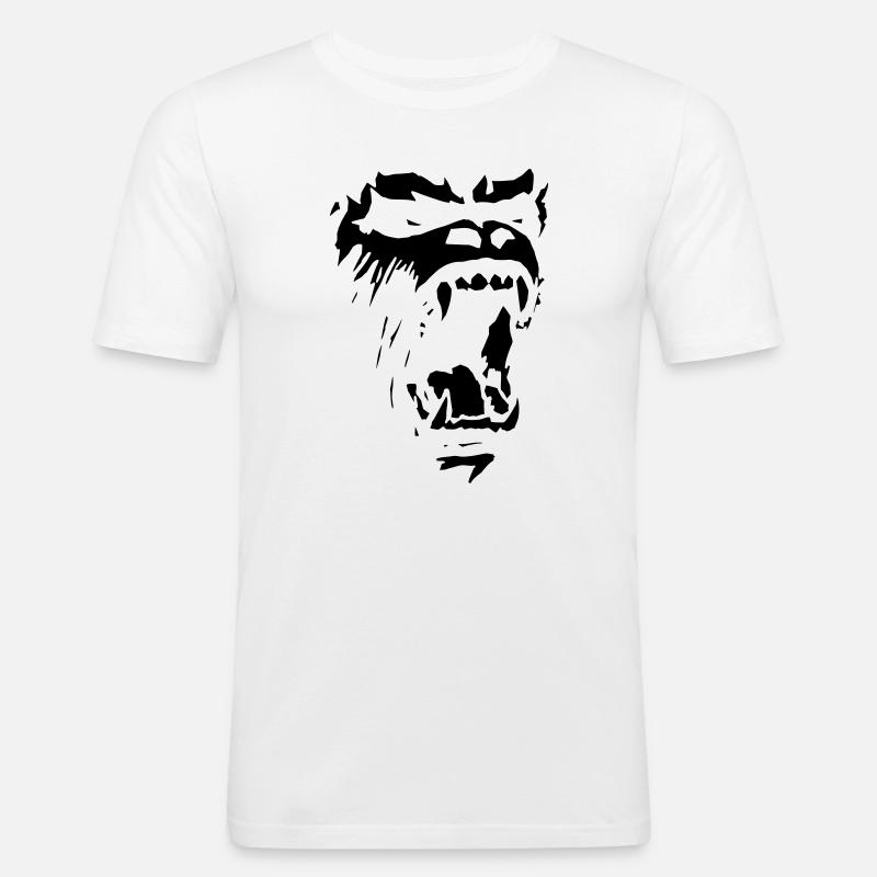 Gorilla - Männer Slim Fit T-Shirt - Weiß