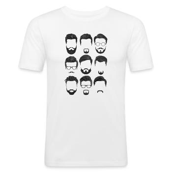 Bart- und Haarschnitt Muster - Männer Slim Fit T-Shirt - Weiß - Vorne - Nik (191cm)