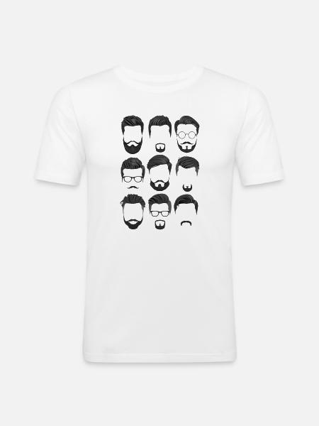 Beard and haircut pattern - Men's Slim Fit T-Shirt - white