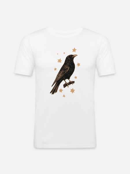 Rabe mit Sternen - Männer Slim Fit T-Shirt - Weiß